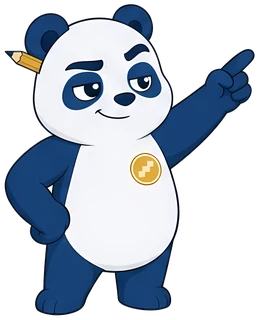 Planda, der Panda mit Plan, zeigt auf die App